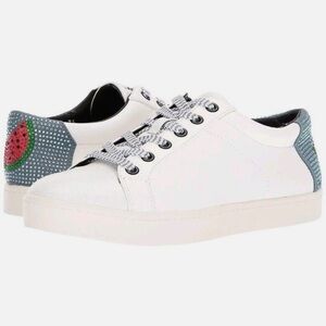 CIRCUS BY SAM EDELMAN WHITE TENNIS SHOES WITH SPARKLY WATERMELON